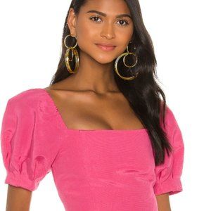 Alice + Olivia Joslyn Puff Sleeve Cropped Top